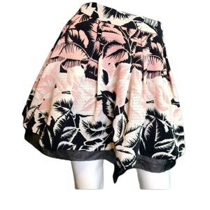 Express Pink and Black Tropical Skater Skirt Womens Size 0